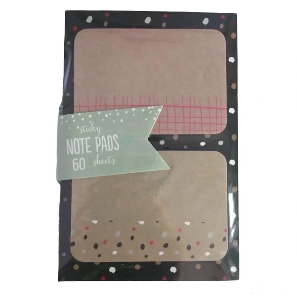 Christmas Dots Stationery List Pad Sticky Notes Set Red Green Black Grid Kraft